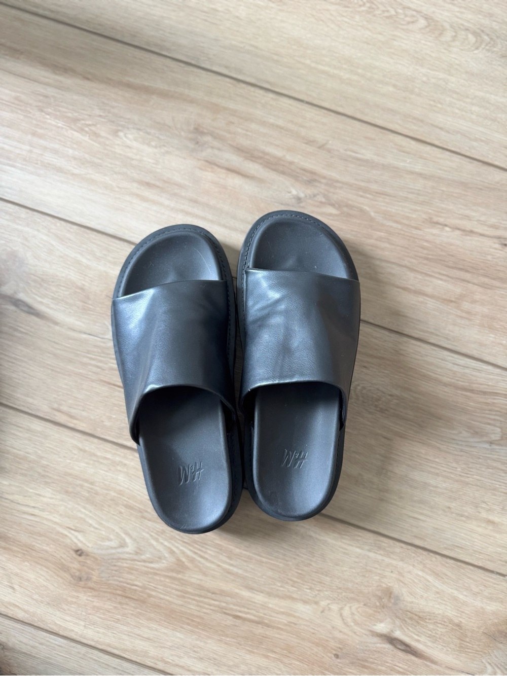 H&M Black Women's Platform Slide Sandals - Wide Strap Slip-Ons
